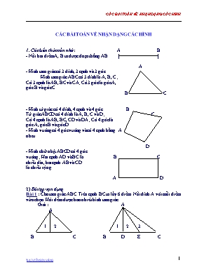 Các bài toán về nhận dạng các hình